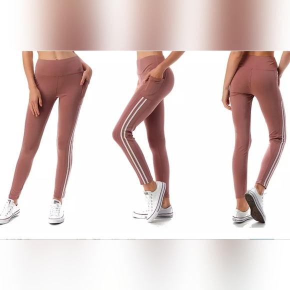 HIGH WAIST SLIMMING LEGGINGS ACTIVE YOGA WORKOUT WITH TECH POCKETS XL-3XL - Picture 3 of 14